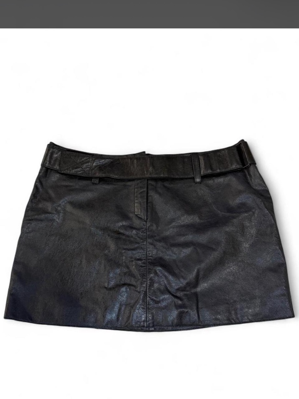 Black Leather Mini Skirt - Women's Classic A-Line